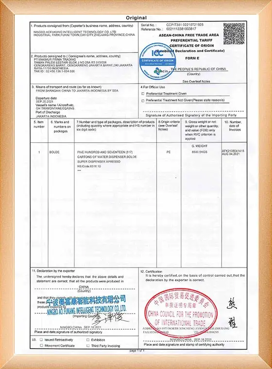 Our Certificate